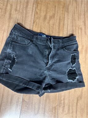 Hollister Black Ripped Cuffed Denim Shorts - Women's